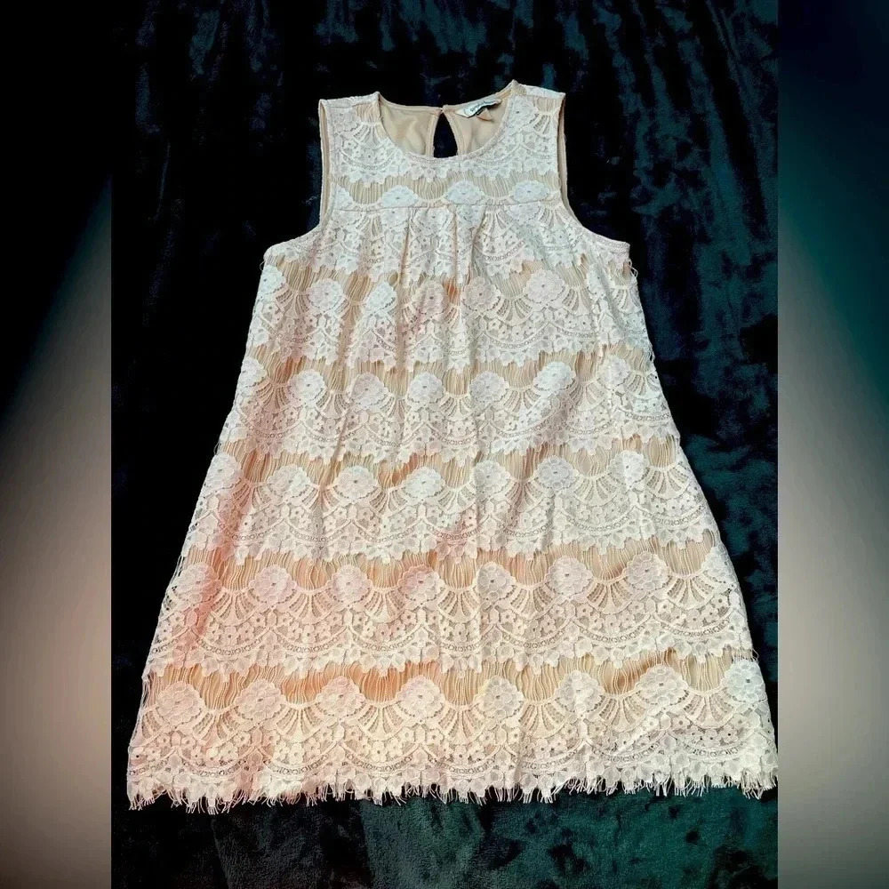 White Lace Halter Mini Dress Boho Bohemian Rehearsal Size XS 0274